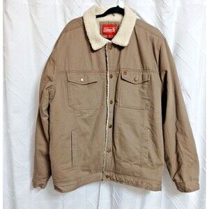 Coleman Brown Chore Work Jacket Sherpa Lining Mens XXL Pockets Buttons